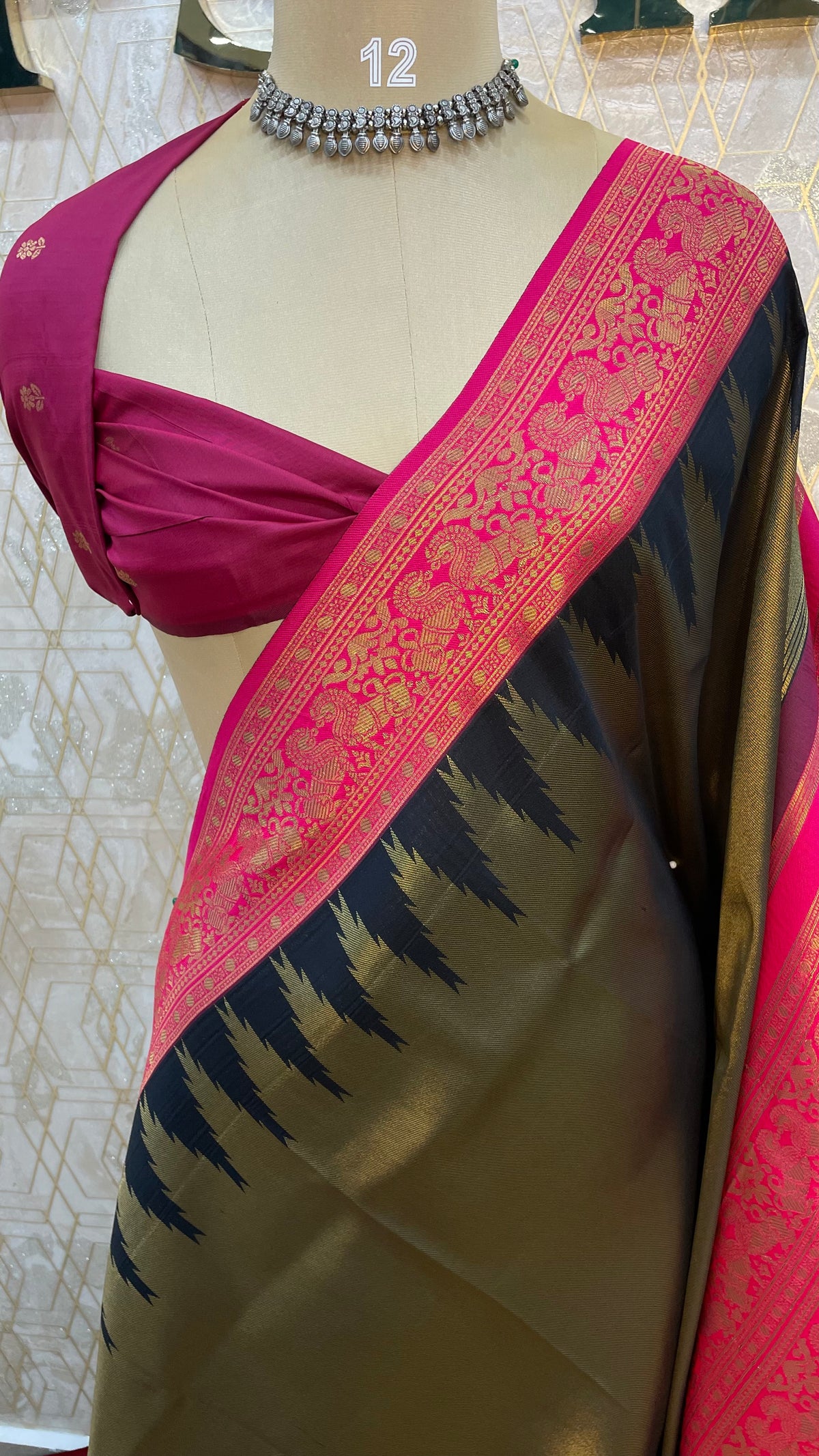 Gold n Pink Semi Silk Saree 97