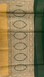 Mustard Yellow Pure Tussur Handblom Saree 12
