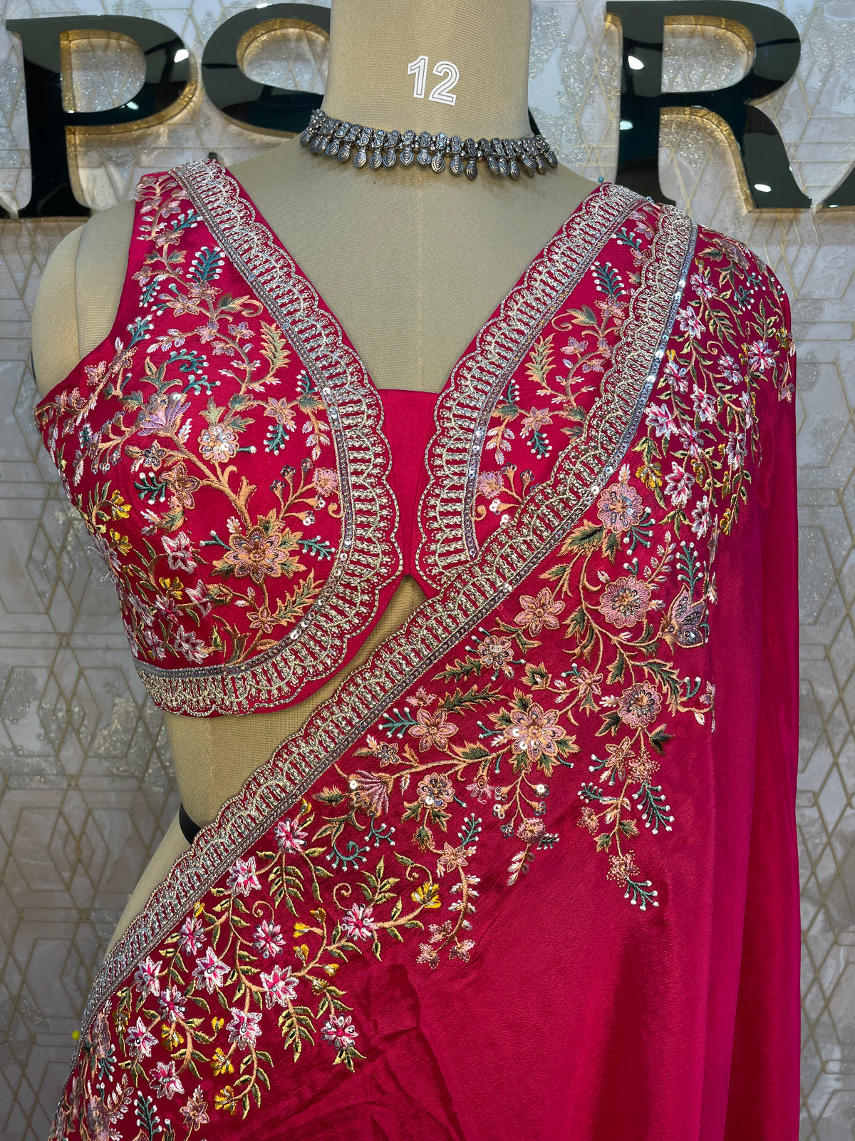 Pink Handwork Stitched Blouse Designer Party Saree 55
