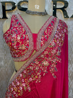Pink Handwork Stitched Blouse Designer Party Saree 55