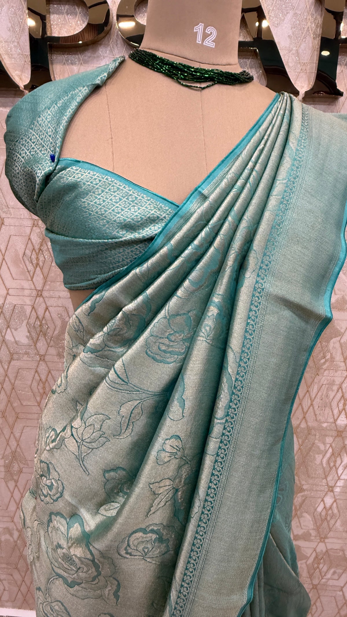 Teal Blue Banarasi Soft Tissue Saree 30