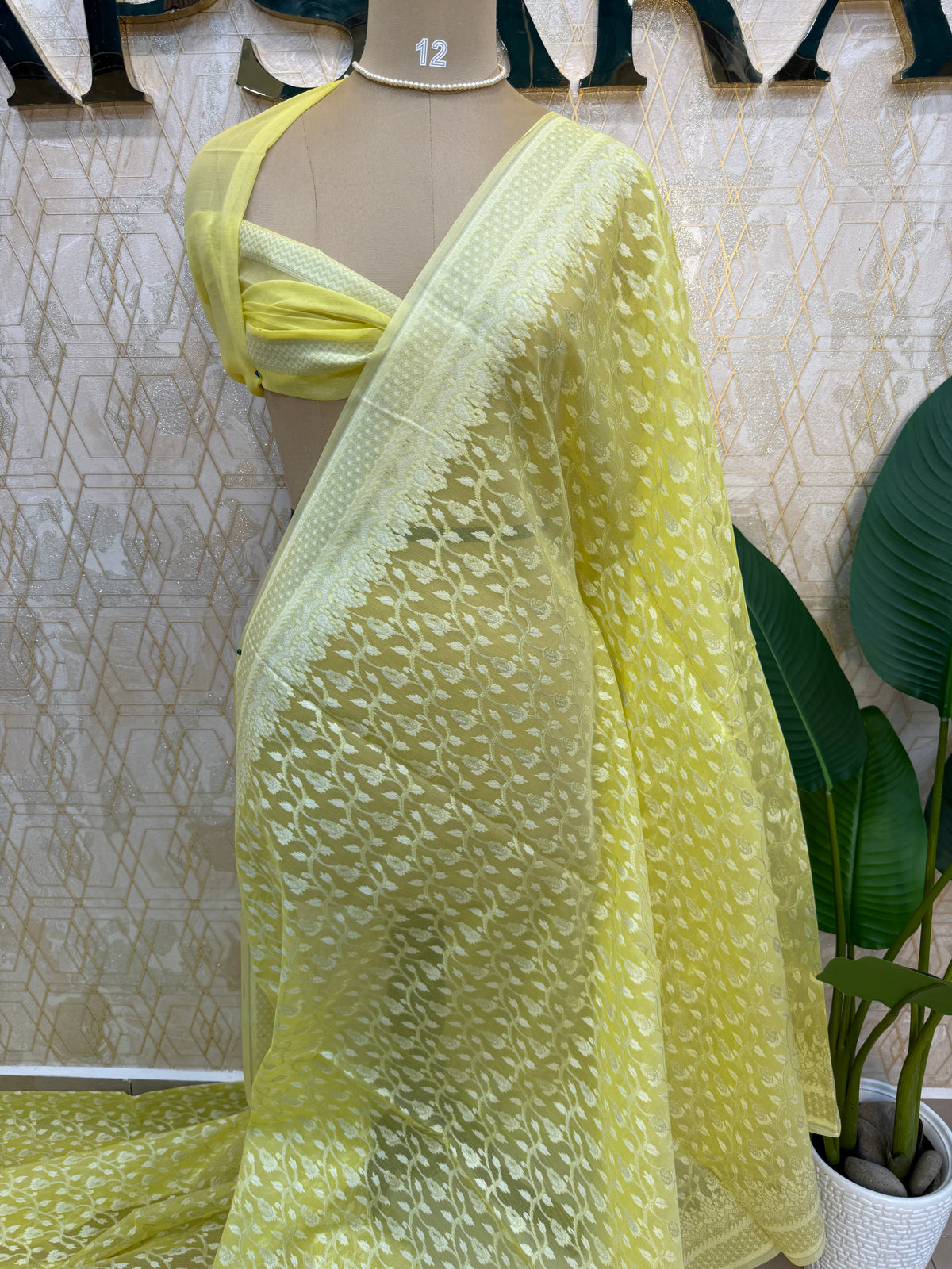 Yellow Kora Jamdani Saree 204