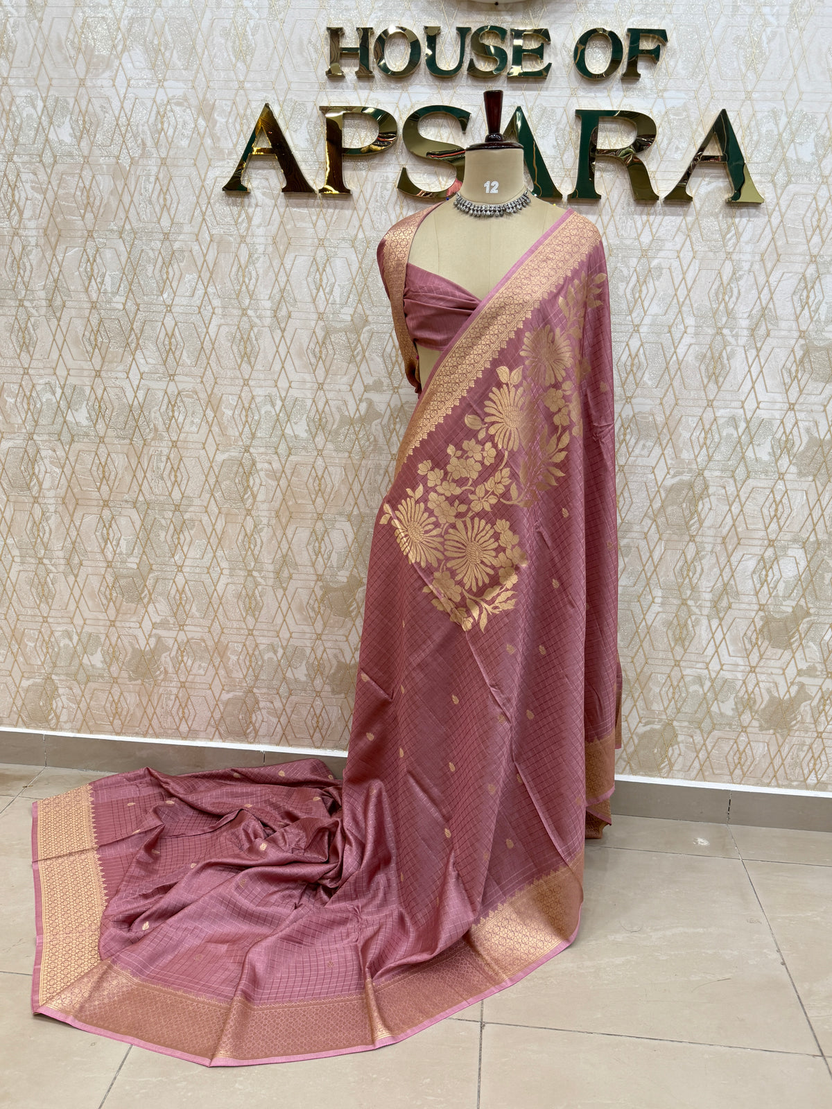 Onion Pink Banarasi Raw Silk Saree 32