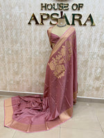 Onion Pink Banarasi Raw Silk Saree 32