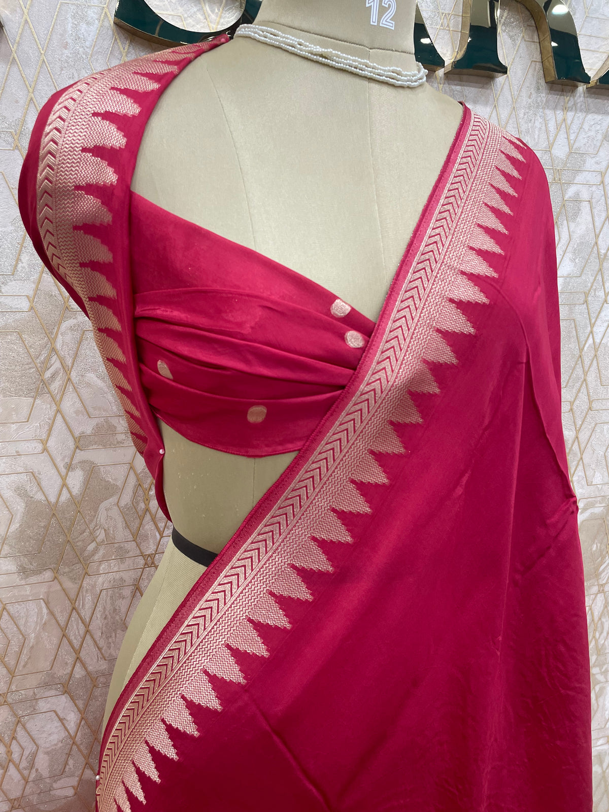 Pink Chiniya Crepe Saree 29