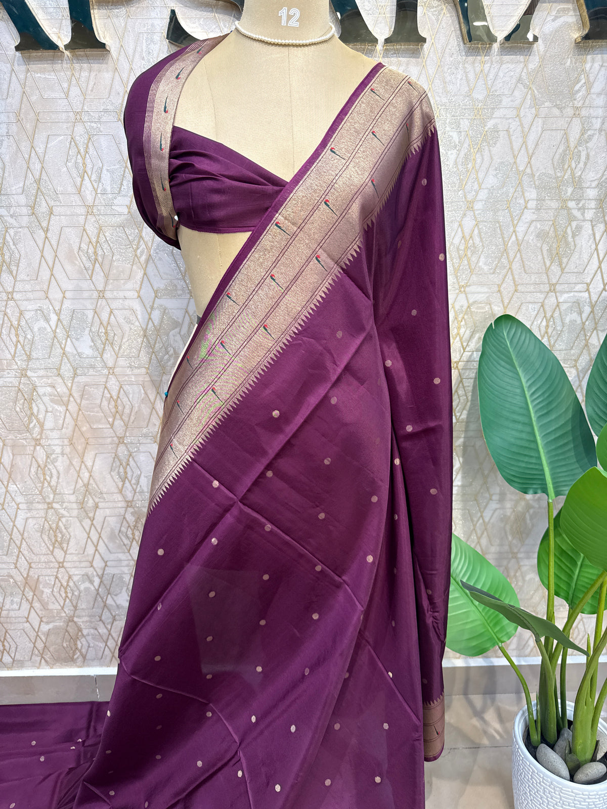 Purple Crepe Silk Paithani Saree 205