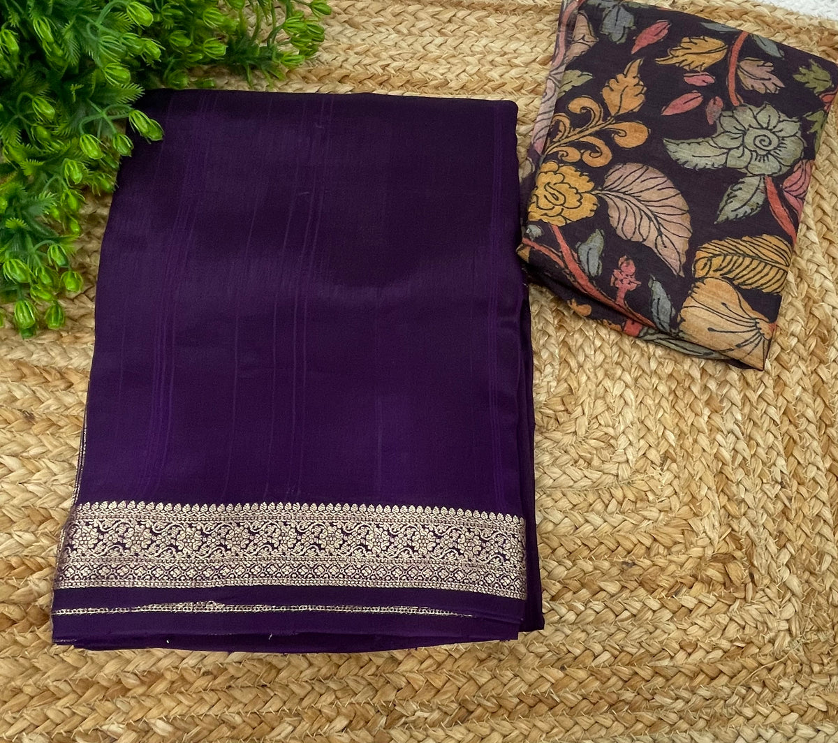 Purple Semi Crepe Saree 34