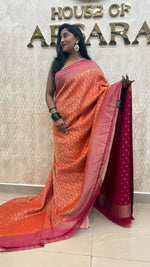 Orange Meenakari Khadi Georgette Saree 26