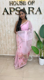 Baby Pink Soft Crush Tissue Saree 92