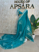 Blue Chinnon Crepe Saree 209