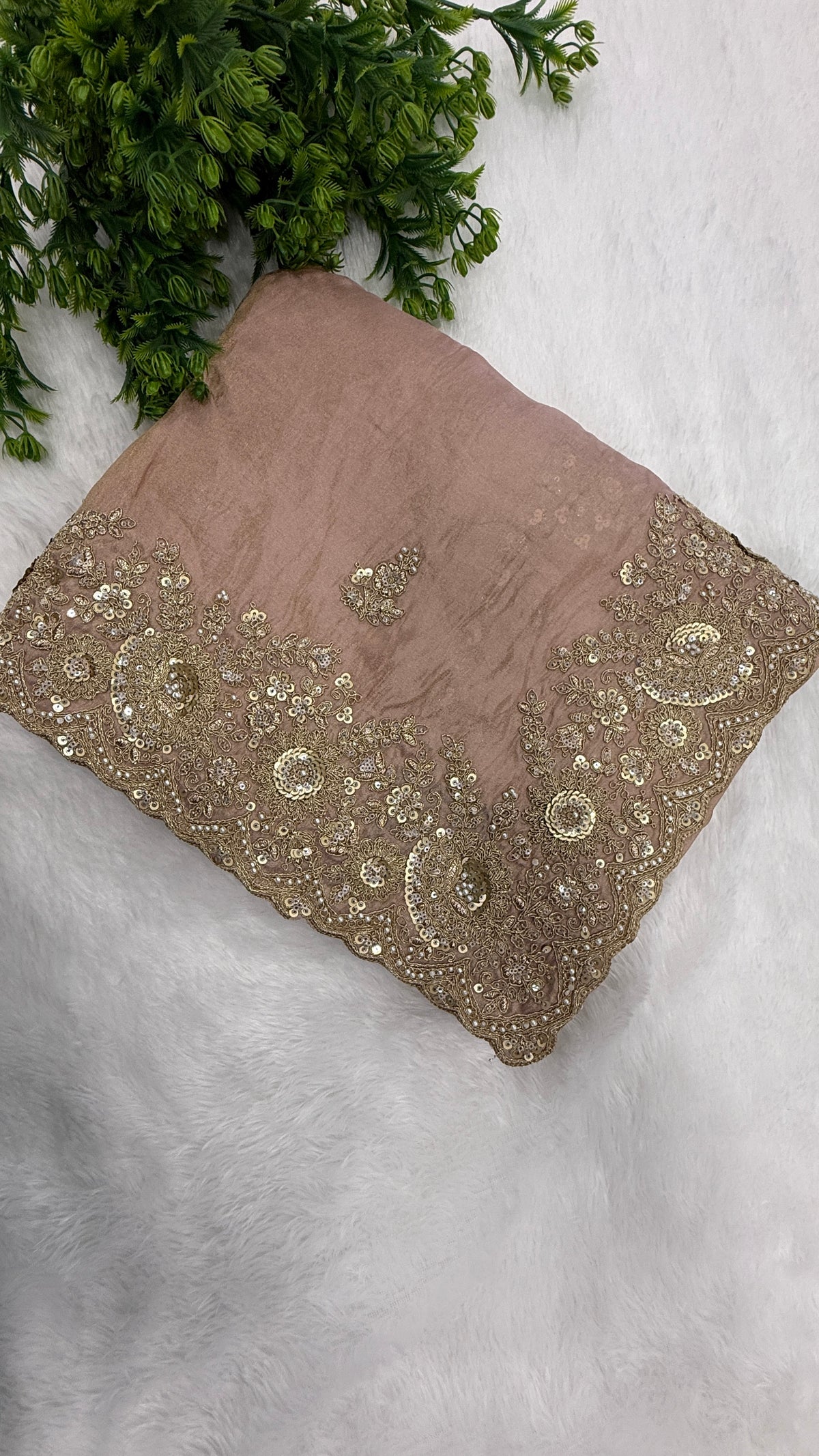 Baby Pink Shimmer Designer Saree