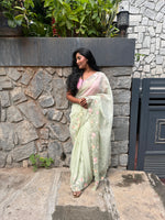 Pastel Green Organza Saree 321