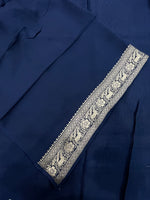 Peacock Blue Banarasi Tussur Crepe Saree 36