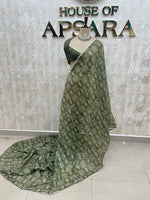 Olive Green Soft Cotton Block Print Saree 46