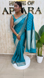 Rama Blue Soft Tussur Cotton Saree 107