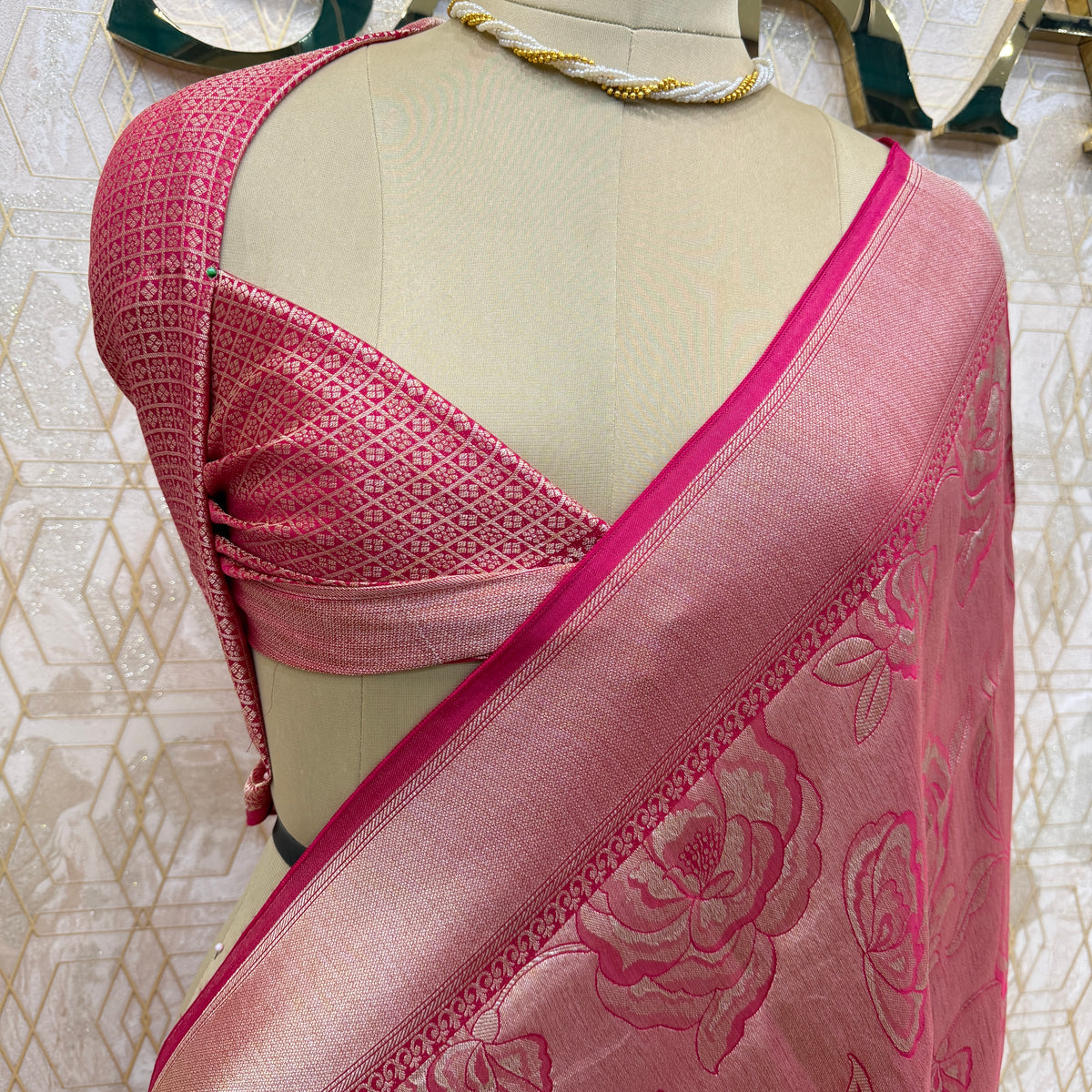 Pink Banarasi Soft Tissue Saree 30