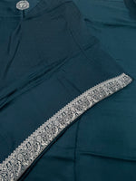 Peacock Blue Satin Mashru Silk Saree 07