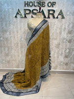 Yellow Batik Print Lenin Saree 67