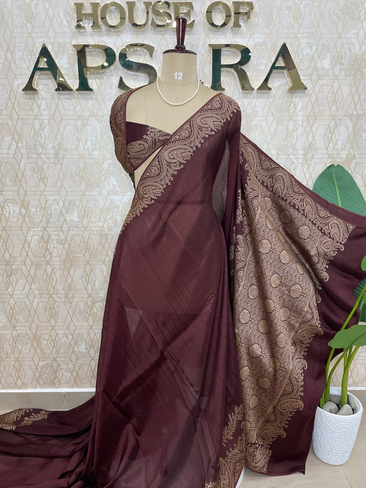 Brown Banarasi Tussar Georgette Saree 308