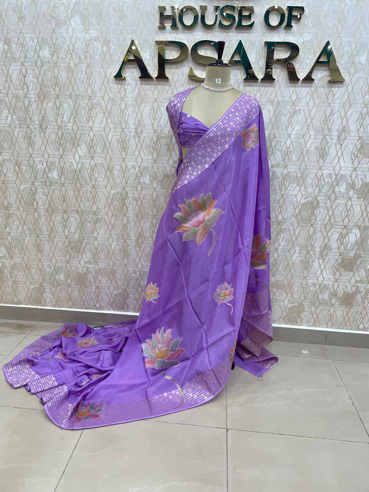 Lavender Banarasi Soft Crepe Saree 33