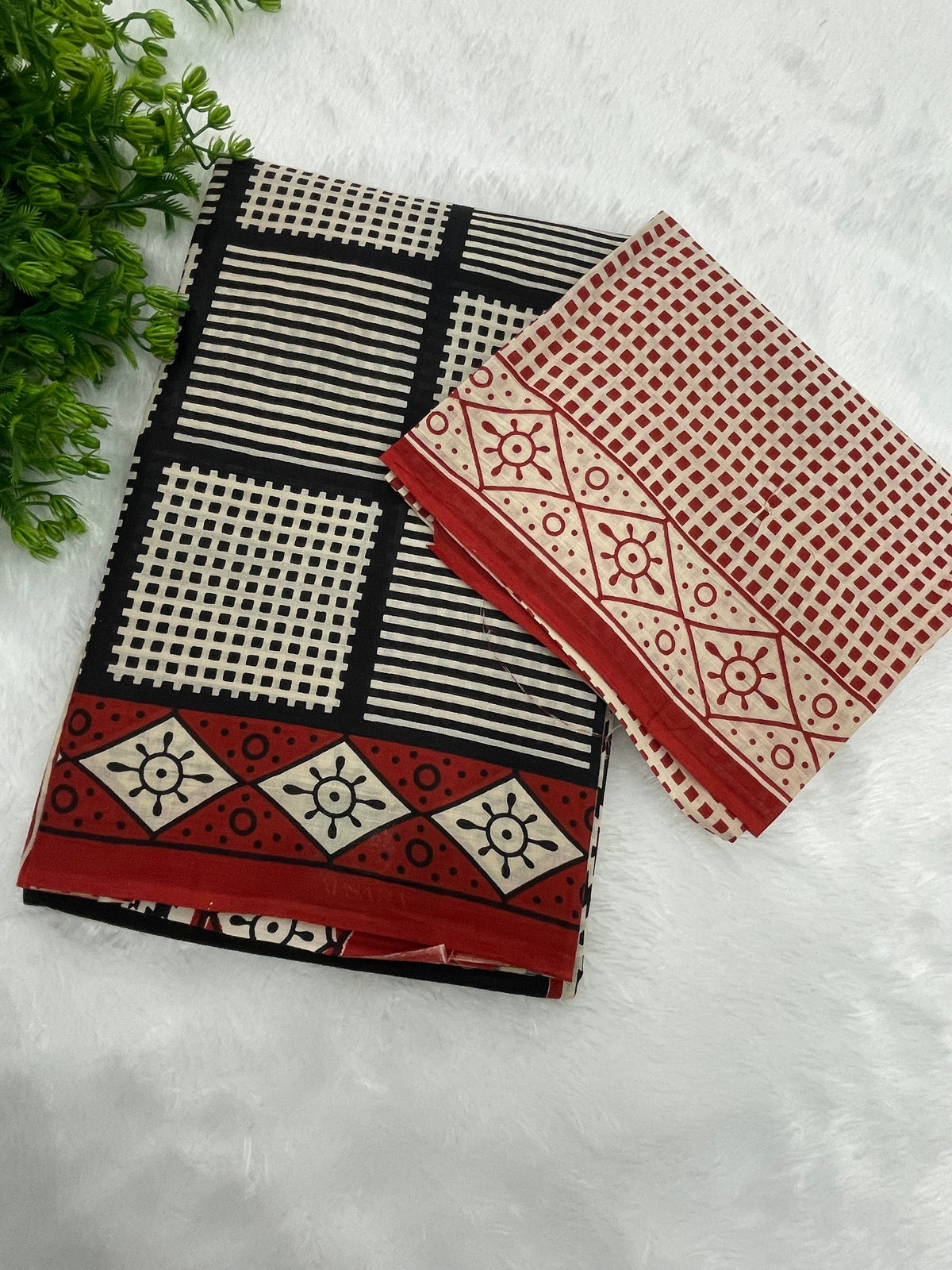 Black Pure Cotton Handblom Saree