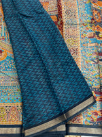 Blue Position Print Mangalgiri Cotton Silk Saree 13