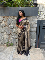 Black Banarasi tissue Saree 322