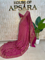 Pink Pure Banarasi Crepe Self Saree 03