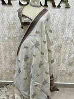 Cream n Brown Lenin Saree 52