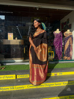 Black Tussar pashmina saree 319