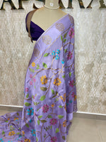 Lilac Soft Tussur Floral Work Saree 63