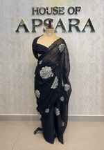 Black Organza Aplique Embroidery Saree 29