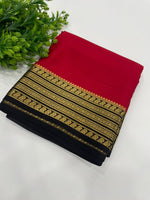 Red Pure Mysore Silk Crepe Saree 01