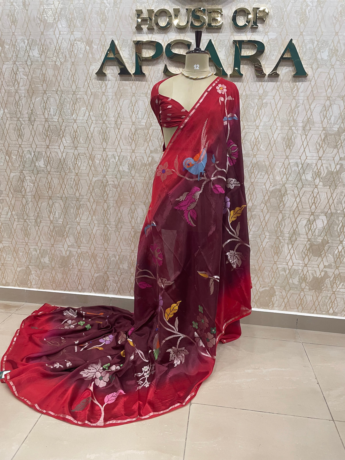 Maroon Paper Silk Saree