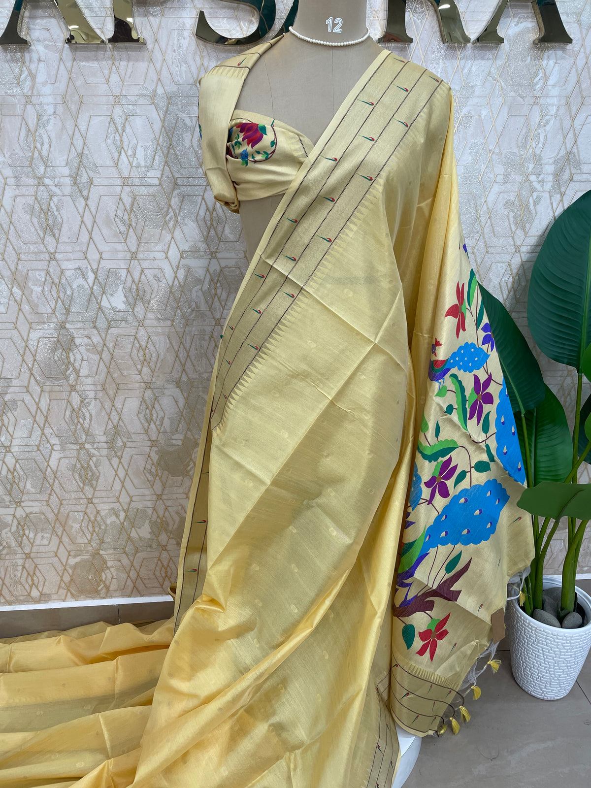 Yellow Raw Silk Paithani Work Saree 71