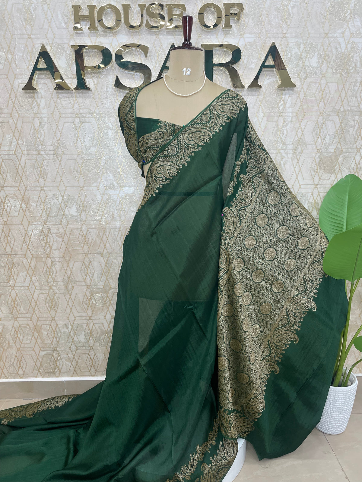 Green Banarasi Tussar Georgette Saree 308
