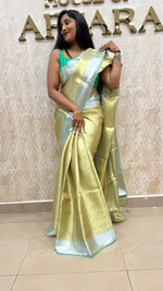 Gold n Green Pure Tissue Brocade Saree 11