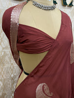 Rust Brown Dola Crepe Silk Saree 25