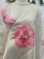 Cream n Pink Tissue Floral Print Saree 35