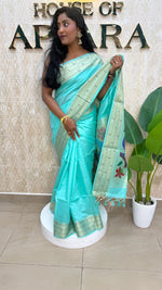 Rama Blue Raw Silk Paithani Work Saree 71