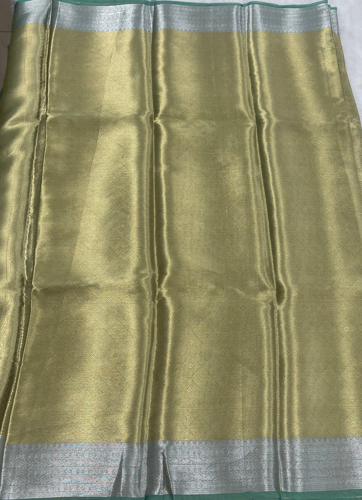 Gold n Green Pure Tissue Brocade Saree 11