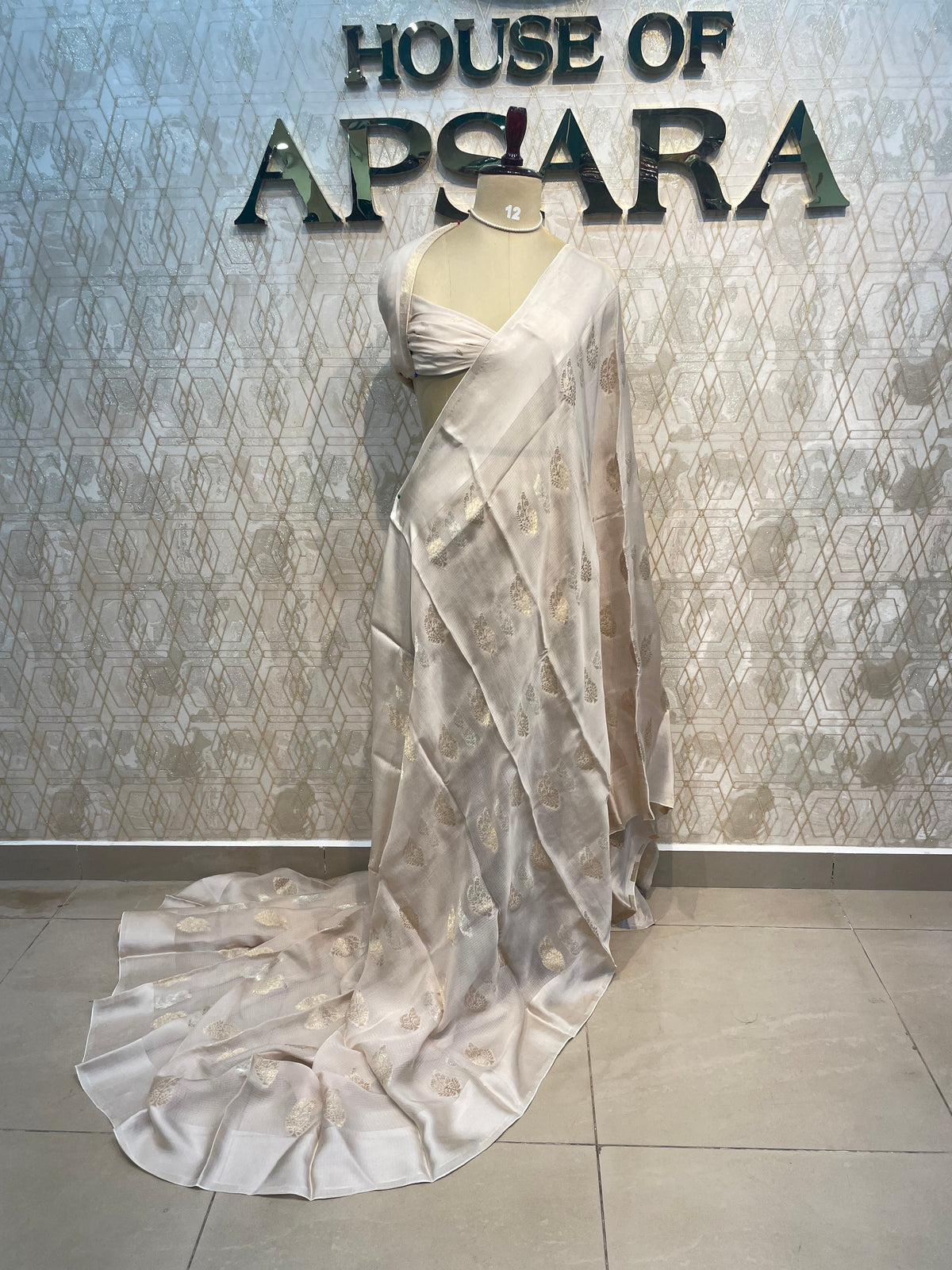 Cream Crepe Kota Checks Saree 66