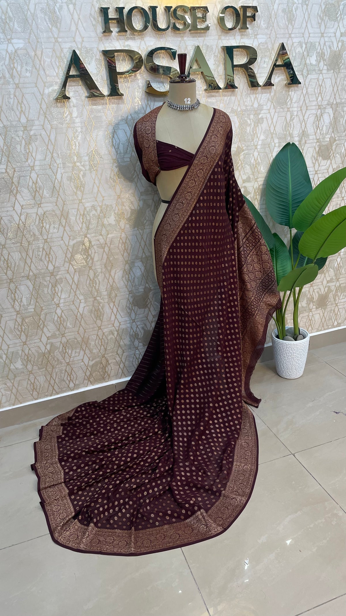 Brown Banarasi Georgette Saree 96
