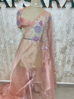 Peach Soft Organza Embroidery Saree 40