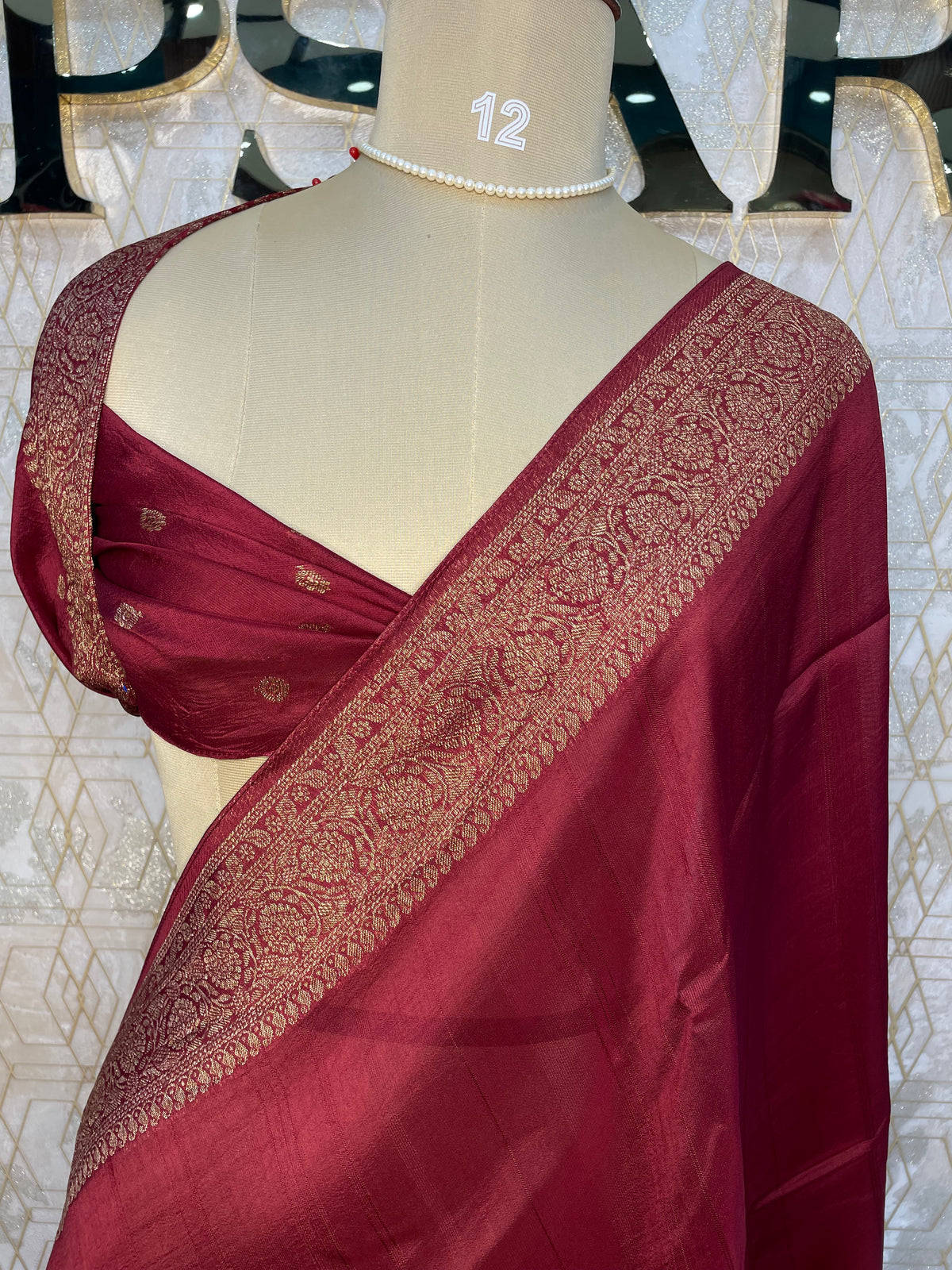 Maroon Tussur Self Saree 36