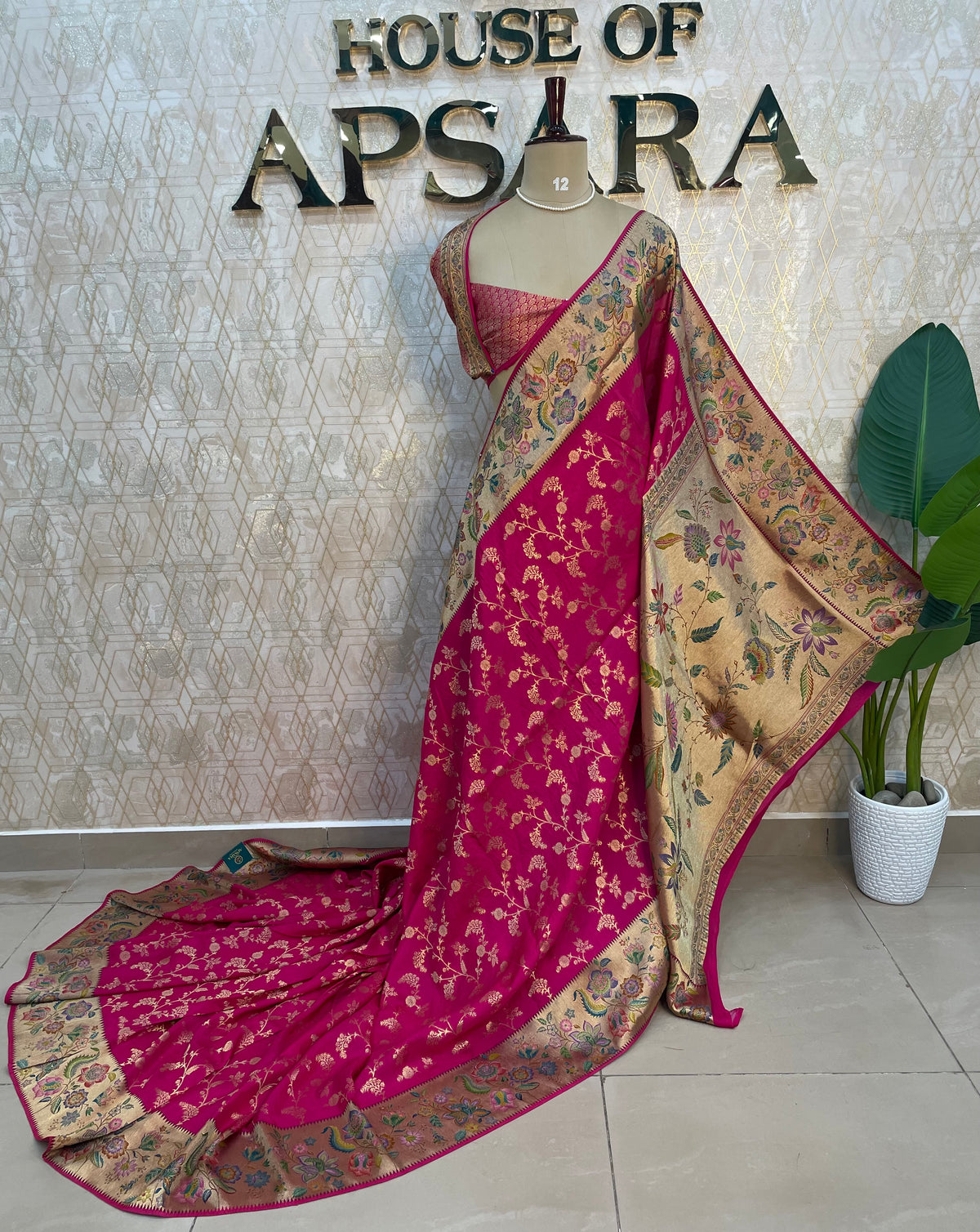 Pink Banarasi Chiniya Silk Saree 320
