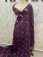 Dark Wine Banarasi Raw Mango Silk Saree 32