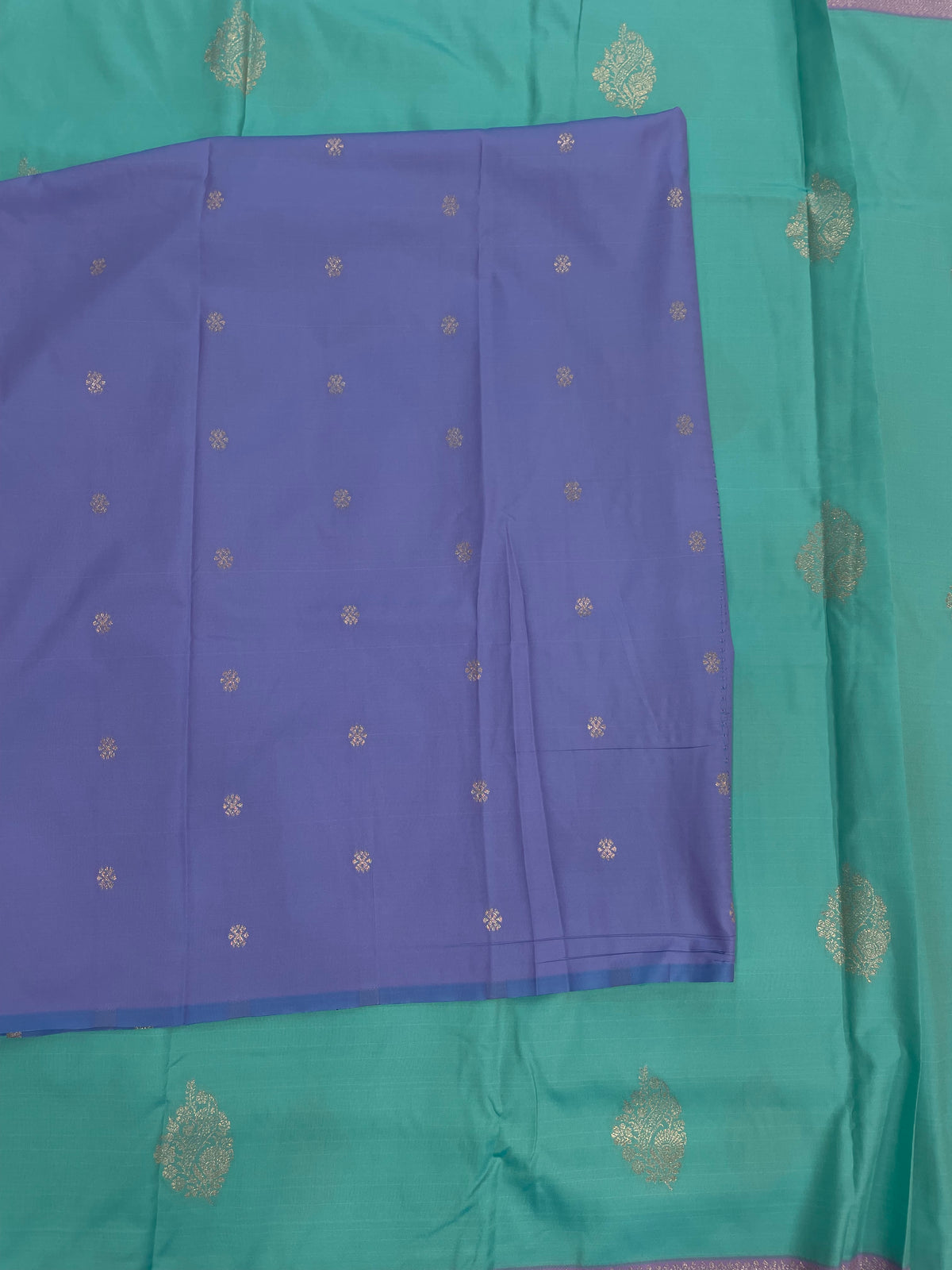 Sea Blue n Lavender Semi Silk Saree 42