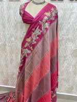 Pink Soft Tussur Aari Work Saree 38
