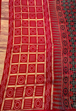 Red Dola Silk Ajrakh Print Saree 18